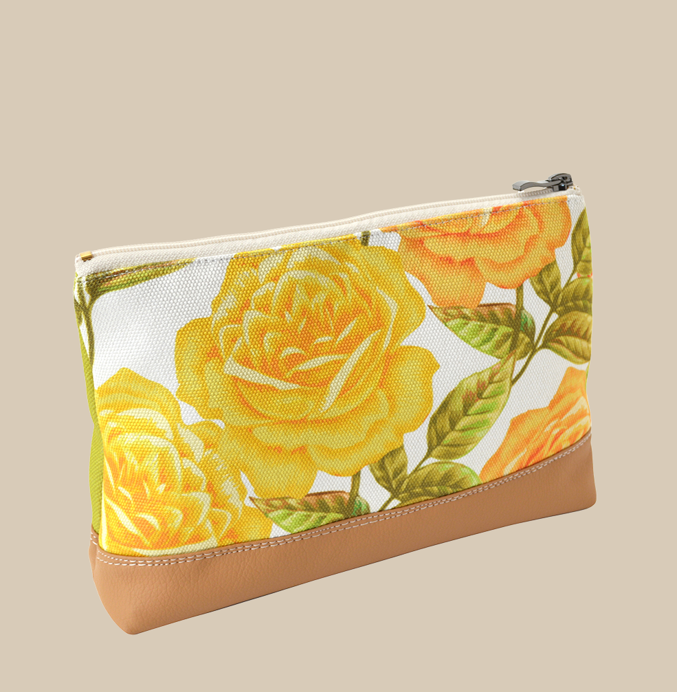 Rose floral makeup bag