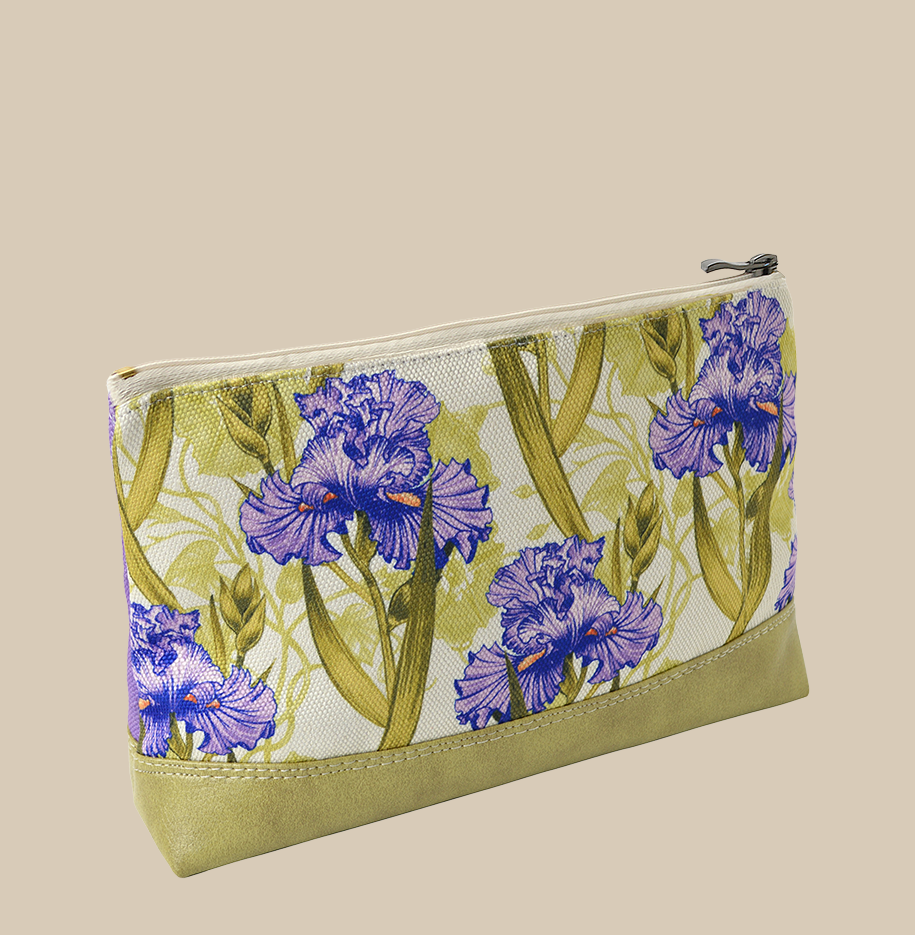 Iris floral makeup bag