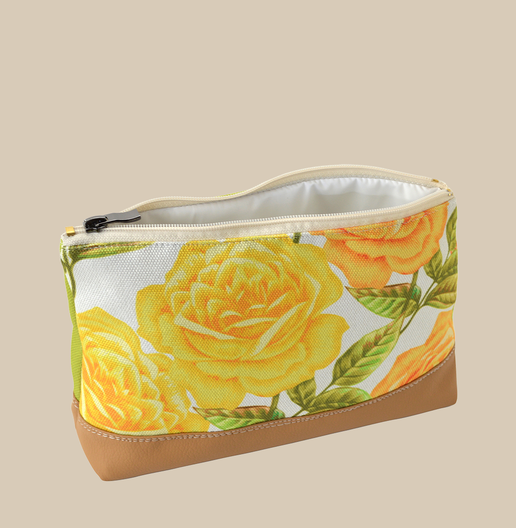 Rose floral makeup bag