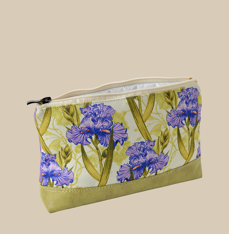 Iris floral makeup bag