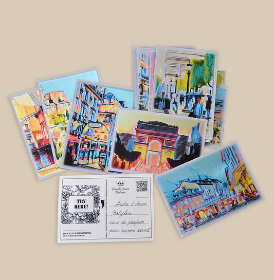 Cartes parfumées illustrées — Lot de 5